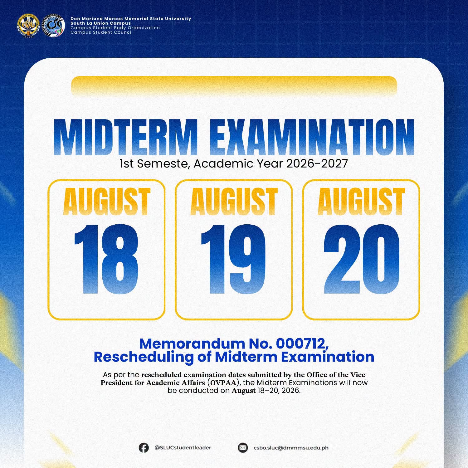 📢 𝐀𝐍𝐍𝐎𝐔𝐍𝐂𝐄𝐌𝐄𝐍𝐓 | 𝐑𝐄𝐒𝐂𝐇𝐄𝐃𝐔𝐋𝐈𝐍𝐆 𝐎𝐅 𝐌𝐈𝐃𝐓𝐄𝐑𝐌 𝐄𝐗𝐀𝐌𝐈𝐍𝐀𝐓𝐈𝐎𝐍𝐒 featured photo